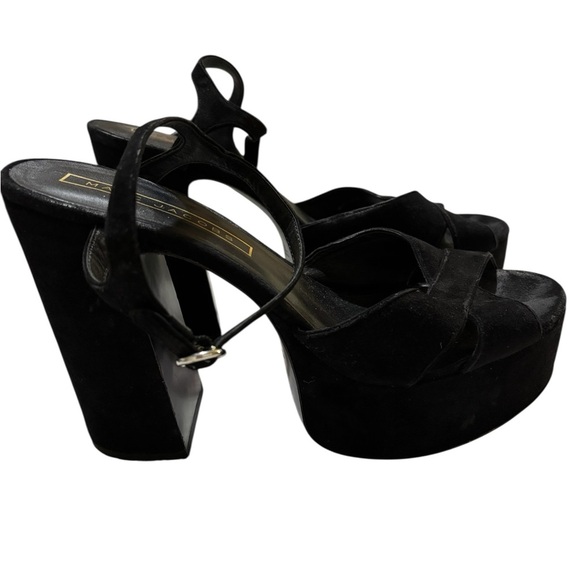 Marc Jacobs Black Suede Lust Platform Sandals Ankle Strap Chunky Heel Size 41/10 - Picture 1 of 8